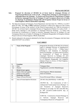 2017-FC Sub.: Proposal for Diversion of 205.4811 Ha of Forest Land In