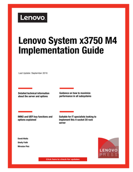 Lenovo System X3750 M4 Implementation Guide