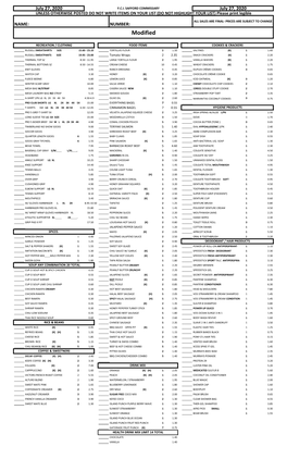 List and Prices of Items Sold Here