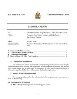 Tax Court of Canada Cour Canadienne De L’Impôt