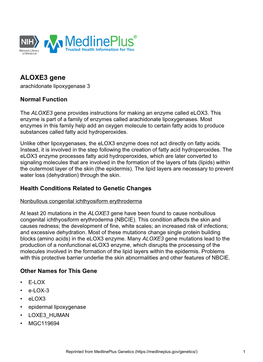 ALOXE3 Gene Arachidonate Lipoxygenase 3