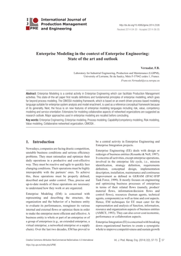 Enterprise Modeling in the Context of Enterprise Engineering: State of the Art and Outlook