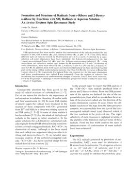 Formation and Structure of Radicals from D-Ribose and 2-Deoxy- D-Ribose by Reactions with SO 4 Radicals in Aqueous Solution