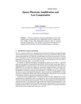 Spaser, Plasmonic Amplification, and Loss Compensation