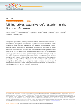 Mining Drives Extensive Deforestation in the Brazilian Amazon