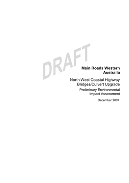 Main Roads Western Australia North West Coastal Highway Bridges/Culvert Upgrade Preliminary Environmental Impact Assessment