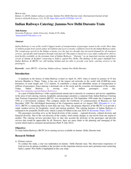 Indian Railways Catering: Jammu-New Delhi Duronto Train