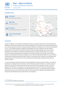 Région De Maradi Analyse Situationnelle Trimestrielle Au 30 Juin 2021