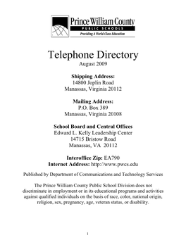 Telephone Directory August 2009
