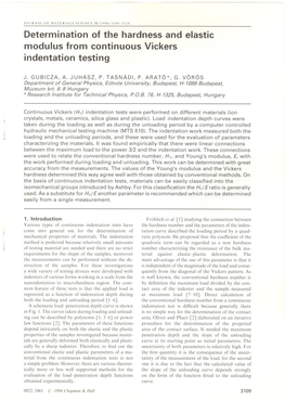 Determination of the Hardness and Elastic Modulus from Continuous Vickers Indentation Testing