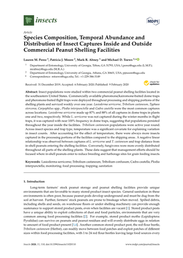 Species Composition, Temporal Abundance and Distribution of Insect Captures Inside and Outside Commercial Peanut Shelling Facilities