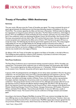 Centenary of the Treaty of Versailles