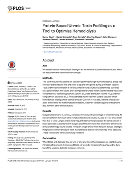 Protein-Bound Uremic Toxin Profiling As a Tool to Optimize Hemodialysis