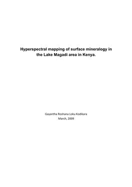 Hyperspectral Mapping of Surface Mineralogy in the Lake Magadi Area in Kenya