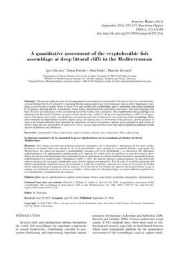 A Quantitative Assessment of the Cryptobenthic Fish Assemblage at Deep Littoral Cliffs in the Mediterranean