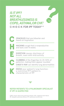 Not All Breathlessness Is Copd, Asthma,Or Chf.1 C-H-E-C-K for Ipf Today2-5