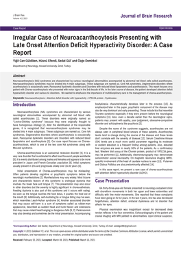 Irregular Case of Neuroacanthocytosis