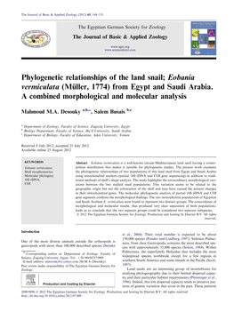 Phylogenetic Relationships of the Land Snail; Eobania Vermiculata (Mu¨Ller, 1774) from Egypt and Saudi Arabia