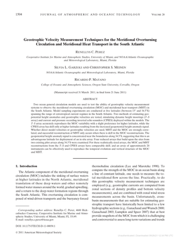 Geostrophic Velocity Measurement Techniques for the Meridional Overturning Circulation and Meridional Heat Transport in the South Atlantic