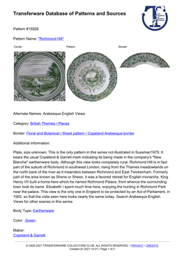 Transferware Database of Patterns and Sources