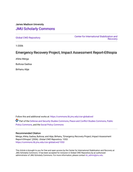 Emergency Recovery Project, Impact Assessment Report-Ethiopia