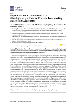 Preparation and Characterization of Ultra-Lightweight Foamed Concrete Incorporating Lightweight Aggregates