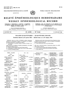 Relevé Épidémiologique Hebdomadaire Weekly Epidemiological Record