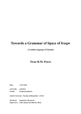 Towards a Grammar of Space of Iraqw