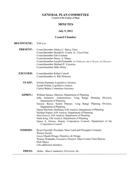 GENERAL PLAN COMMITTEE MINUTES C��N��L �F Th� C��Nt� �F M�