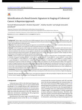 Identification of a Novel Genetic Signature in Staging Of