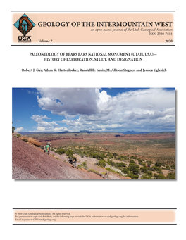 GEOLOGY of the INTERMOUNTAIN WEST an Open-Access Journal of the Utah Geological Association ISSN 2380-7601 Volume 7 2020