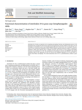 Functional Characterisation of Interleukin 34 in Grass Carp Ctenopharyngodon Idella T