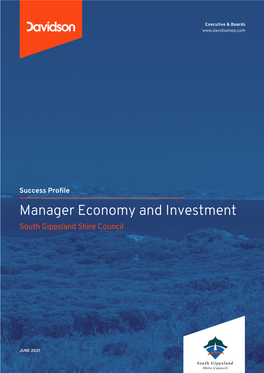 Manager Economy and Investment South Gippsland Shire Council