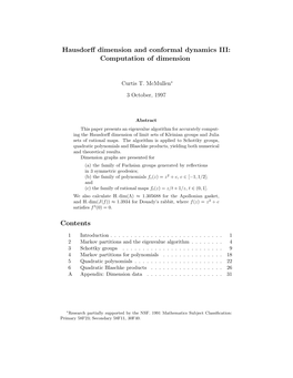 Hausdorff Dimension and Conformal Dynamics III: Computation