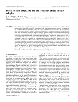 Excess Silica in Omphacite and the Formation of Free Silica in Eclogite