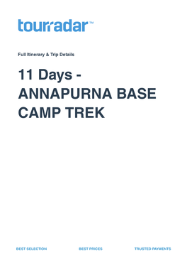 11 Days - ANNAPURNA BASE CAMP TREK