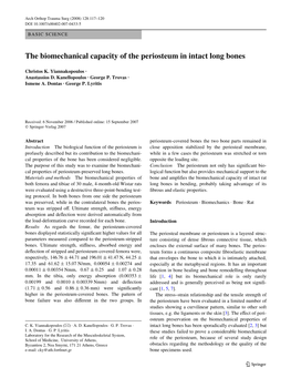 The Biomechanical Capacity of the Periosteum in Intact Long Bones