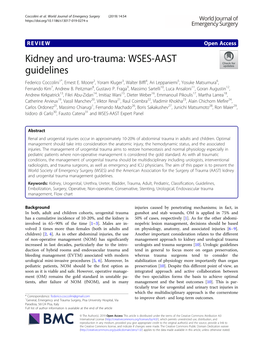 Kidney and Uro-Trauma: WSES-AAST Guidelines Federico Coccolini1*, Ernest E