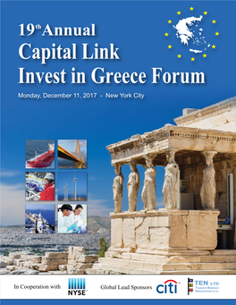 Capital Link Invest in Greece Forum Monday, December 11, 2017 - New York City