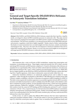 General and Target-Specific Dexd/H RNA Helicases in Eukaryotic Translation Initiation