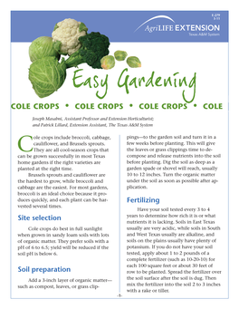 Cole Crops • Cole Crops • Cole Crops • Cole