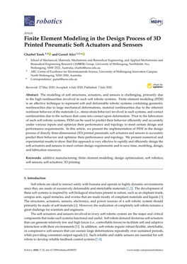 Finite Element Modeling in the Design Process of 3D Printed Pneumatic Soft Actuators and Sensors