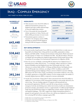 Iraq Complex Emergency Fact Sheet #4