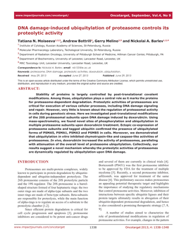 DNA Damage-Induced Ubiquitylation of Proteasome Controls Its Proteolytic Activity