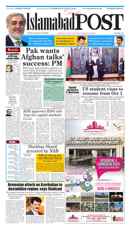 Pak Wants Afghan Talks' Success