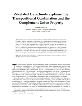 Z-Related Hexachords Explained by Transpositional Combination and the Complement Union Property