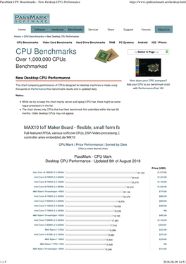 Passmark CPU Benchmarks - New Desktop Cpus Performance