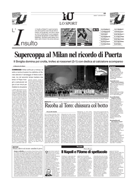 Supercoppa Al Milan Nel Ricordo Di Puerta Il Siviglia Domina Poi Crolla, Trofeo Ai Rossoneri (3-1) Con Dedica Al Calciatore Scomparso