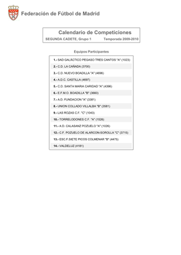 Calendario De Competición