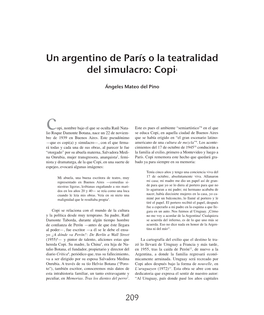 Un Argentino De París O La Teatralidad Del Simulacro: Copi1